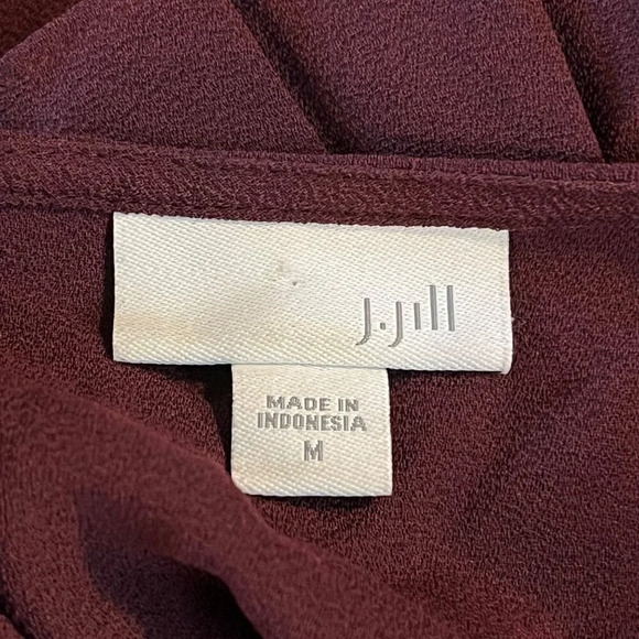 J Jill Womens Burgundy Pleated Hem Tunic Top Medium Round Neck Polyester Career - Picture 8 of 9